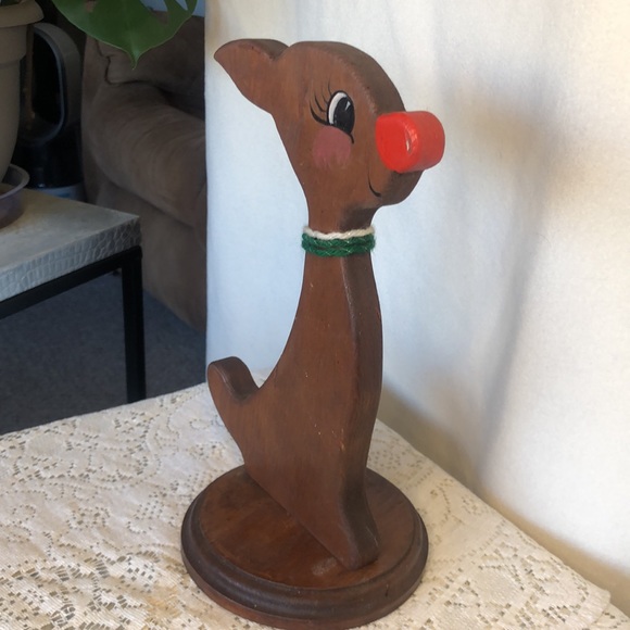 Vintage Rudolph the Red Nosed Reindeer handmade wood piece. - Picture 1 of 6